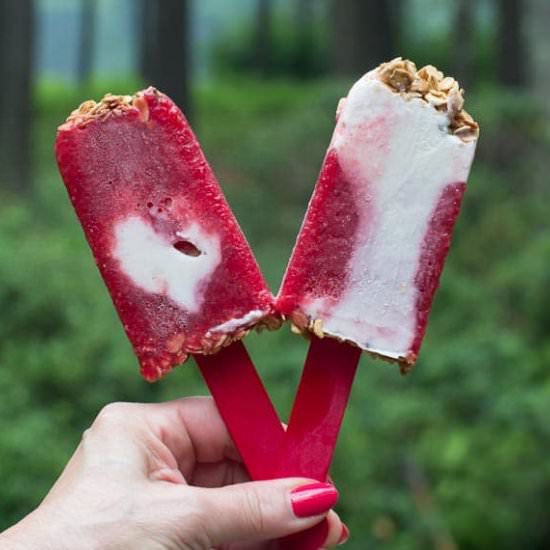 Lactose Free Strawberry Granola Pop - Recipe photo by FODMAP Everyday