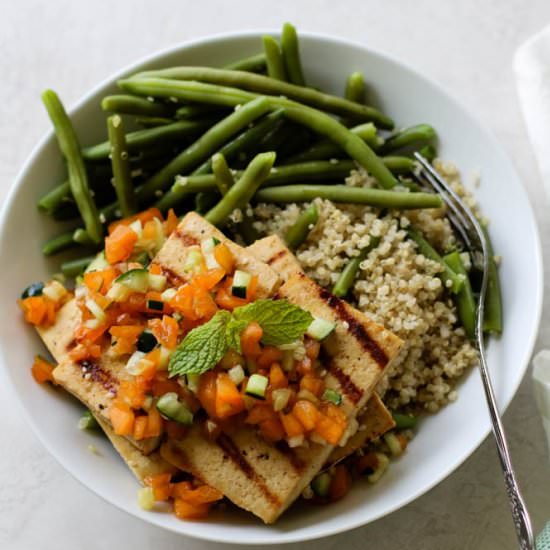 Apricot Cucumber Tofu Steak - Recipe photo by mealpreponfleek