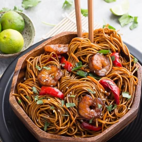 Shrimp Stir-Fry Lo Mein Noodles - Recipe photo by LifemadeSweeter