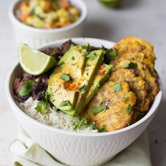 Baked Tostones Cuban Bowl - Recipe photo by Mangio Quindi Sono