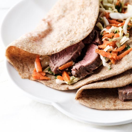 Thai Beef Steak Tacos - Recipe photo by sidewalkshoes