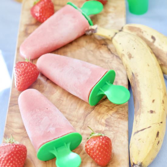 Strawberry & Banana Ice Lollies - Recipe photo by joskitchenlarder