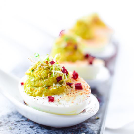 Hemp & Avocado Deviled Eggs - Recipe photo by EmilyKyleNutrition