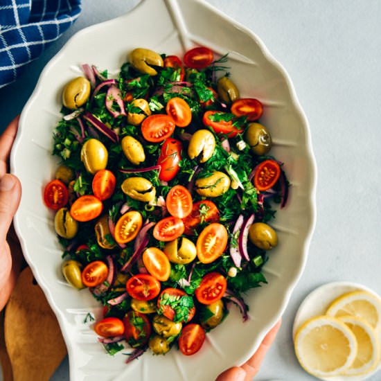 Mediterranean Green Olive Salad - Recipe photo by giverecipe