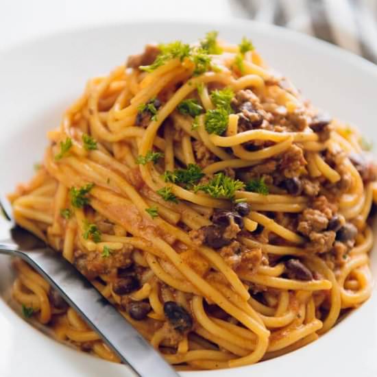 Instant Pot Taco Spaghetti - Recipe photo by slowcookergourmet