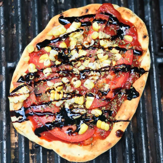 Grilled Corn and Tomato Pizza - Recipe photo by kendrastreats