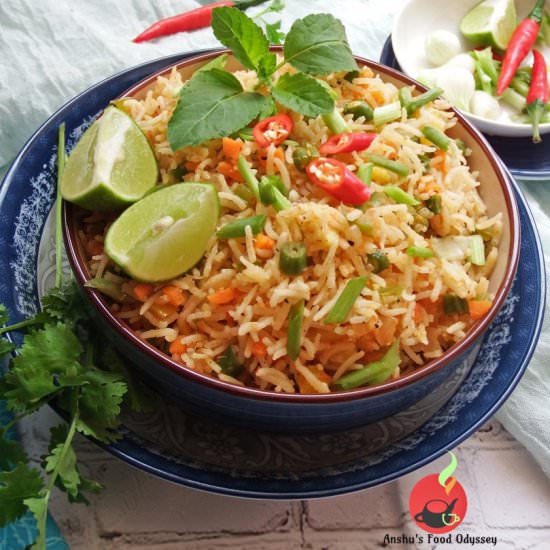 Thai Red Curry Veg Fried Rice - Recipe photo by anshusfoododyssey