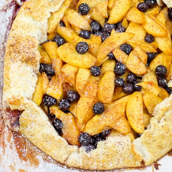 Rustic Peach Blueberry Tart - Recipe photo by SugarSpicesLife