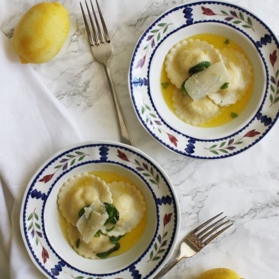 LEMON RICOTTA RAVIOLI - Recipe photo by wishtodish