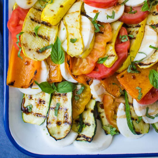 Grilled Vegetable Tomato Mozzarella - Recipe photo by garlic and zest