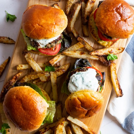 Mustard Lamb Burgers with Spinach - Recipe photo by elizabethchloe