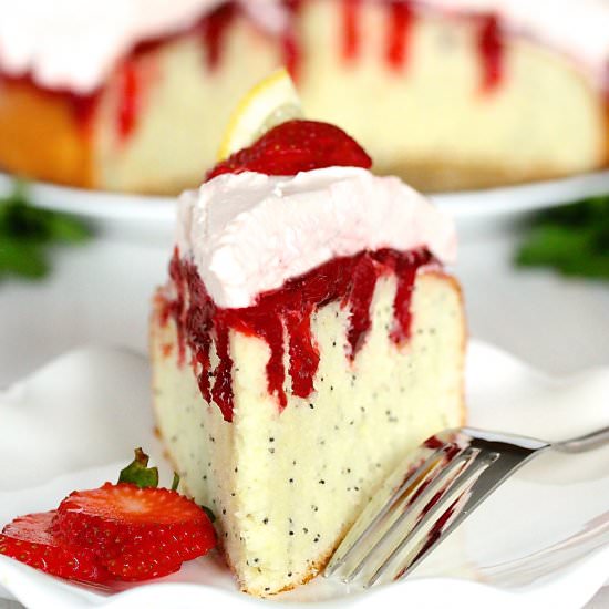 POPPY SEED STRAWBERRY POKE CAKE - Recipe photo by In Good Flavor