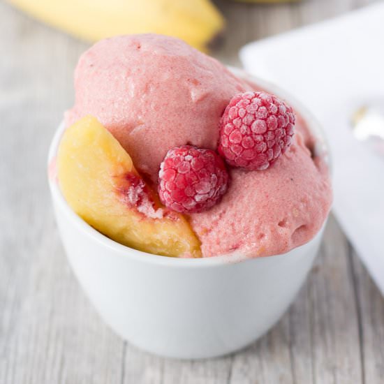 Raspberry Peach Nice Cream - Recipe photo by hotpankitchen