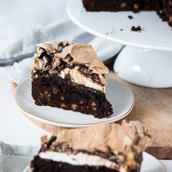 Chocolate Meringue Brownie Cake - Recipe photo by sugarsaltmagic