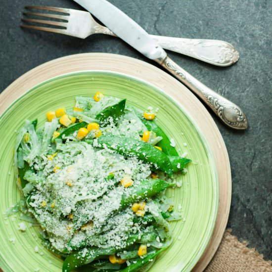 Sweet Pea in Spinach Pasta Sauce - Recipe photo by MyPurePlants