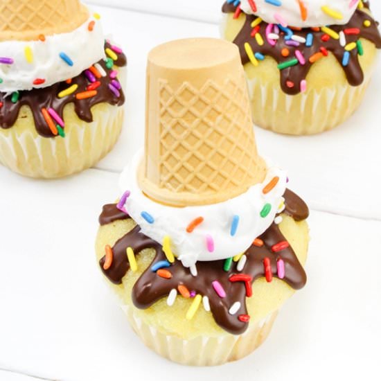 Melting Ice Cream Cone Cupcakes - Recipe photo by CrayonsAndCravings