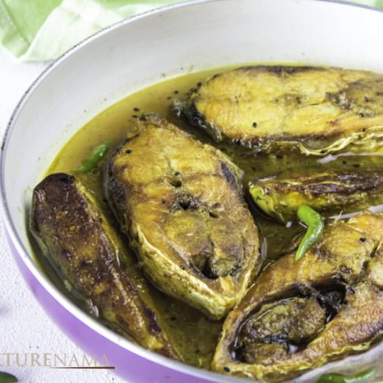 Bengali style Begun Ilish jhol - Recipe photo by anindya0909