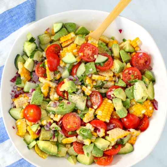 Corn Tomato Avocado Salad - Recipe photo by panning the globe