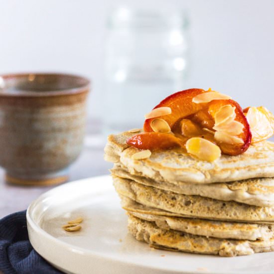 Buckwheat Pancakes Roasted Apricots - Recipe photo by addsomeveg