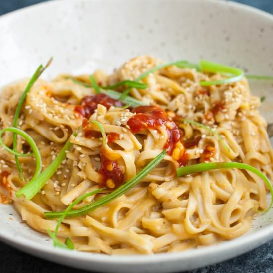 Roasted Garlic Peanut Noodles - Recipe photo by Macheesmo