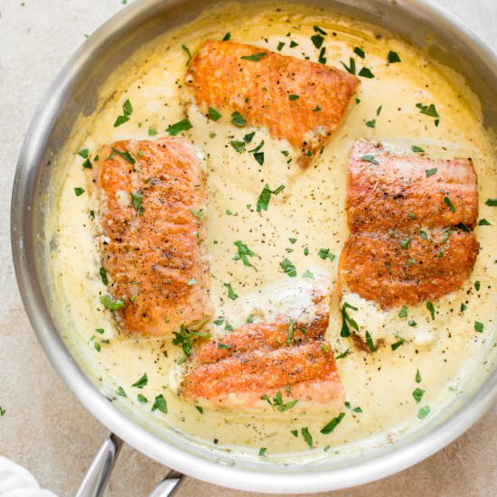 Creamy Dijon Salmon - Recipe photo by saltandlavender