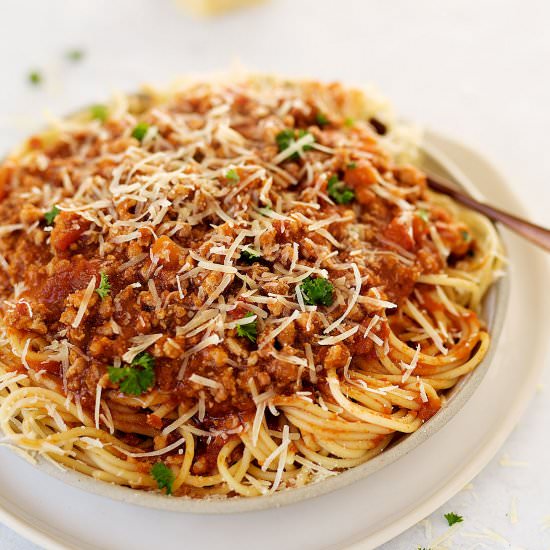 Spaghetti Bolognese - Recipe photo by kidseatbyshanai