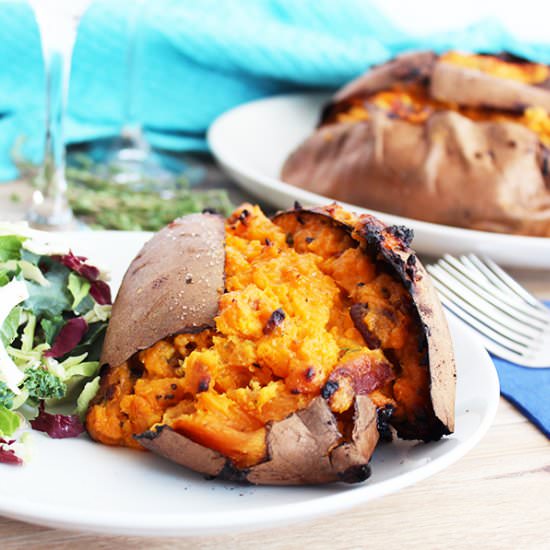 Twice Baked Stuffed Sweet Potaoes - Recipe photo by SlowThe CookDown