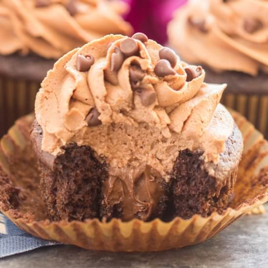 Chocolate Nutella Cupcakes - Recipe photo by thegoldlininggirl
