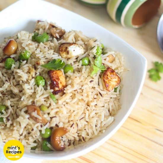 Matar Paneer Pulao - Recipe photo by Mintsrecipes