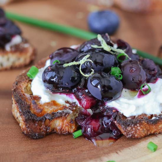Blueberry Goat Cheese Crostini - Recipe photo by Girl Heart Food