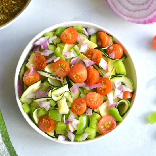 Zucchini Noodle Pasta Salad - Recipe photo by Skinny Fitalicious