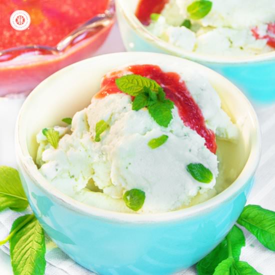 No-Churn Mint Ice Cream - Recipe photo by Country Hill Cottage
