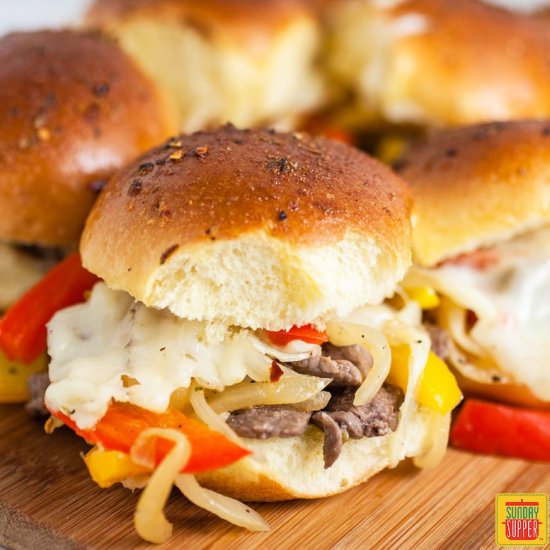 Philly Cheese Steak Sliders - Recipe photo by SundaySupper