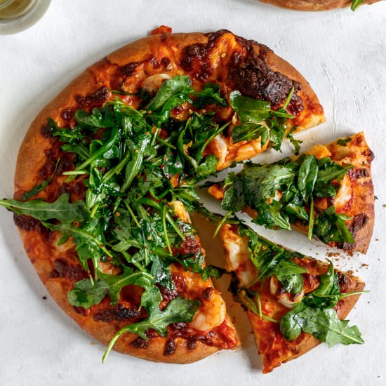 Shrimp and Arugula Pizza - Recipe photo by Baked Ambrosia