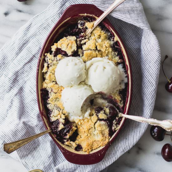 Small Batch Cherry Crisp - Recipe photo by Fork in the Kitchen