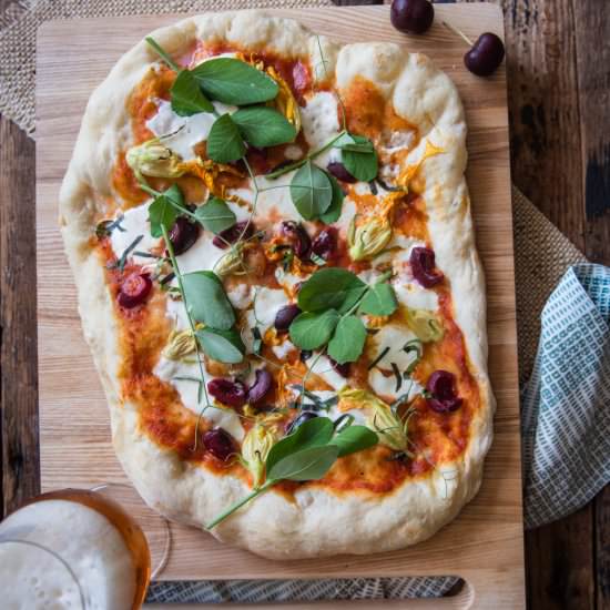 Squash Blossoms Garden Beer Pizza - Recipe photo by TheBeeroness