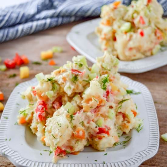 Roasted Pepper and Dill Potato Sala - Recipe photo by A Twisted Plate
