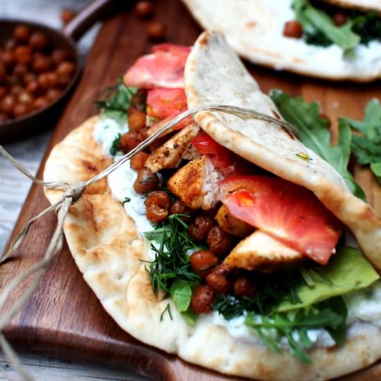 Chicken & Chickpea Flatbreads - Recipe photo by Sneaky Mommies