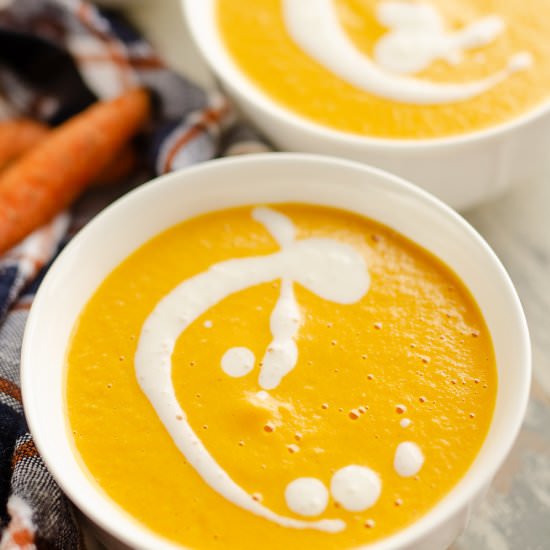 Pressure Cooker Creamy Carrot Soup - Recipe photo by The Creative Bite