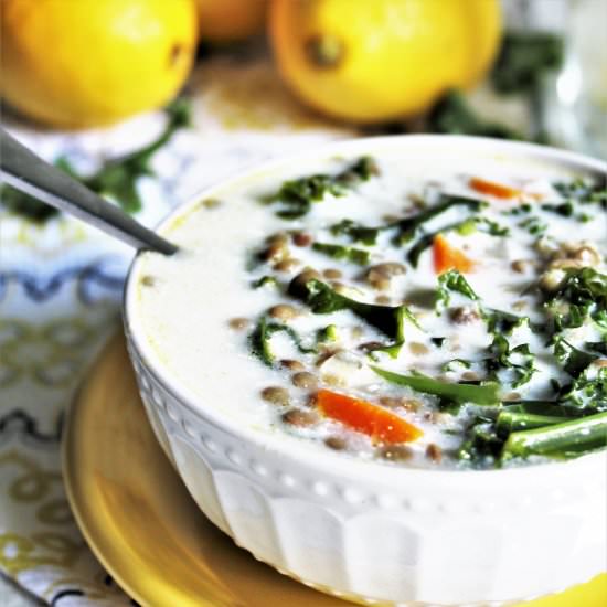 Creamy Vegan Lemony Lentil Soup - Recipe photo by thehiddenveggies