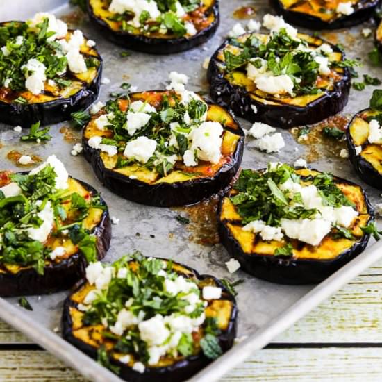 Grilled Eggplant with Feta - Recipe photo by kalynskitchen