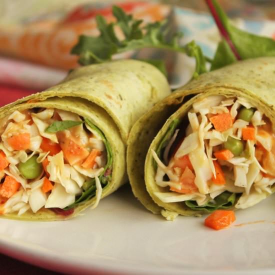Thai Spinach Wrap & Peanut Sauce - Recipe photo by spiceinthebox