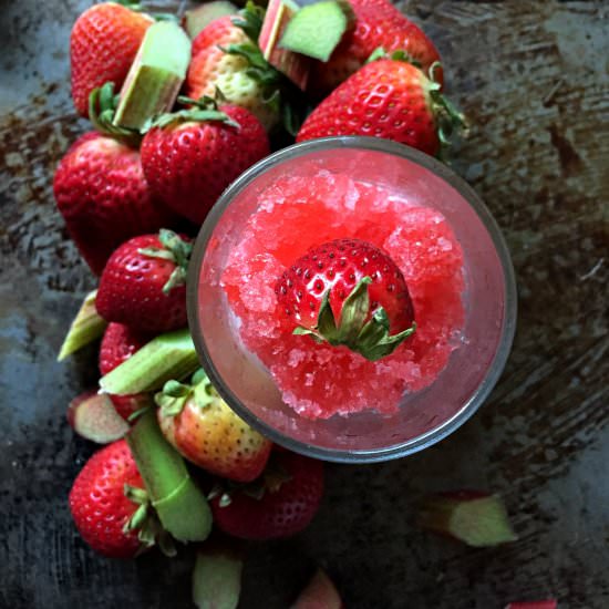 Boozy Strawberry Rhubarb Granita - Recipe photo by The Boozy Oyster