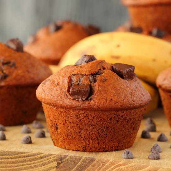 Vegan Banana Chocolate Chip Muffins - Recipe photo by lovingitvegan