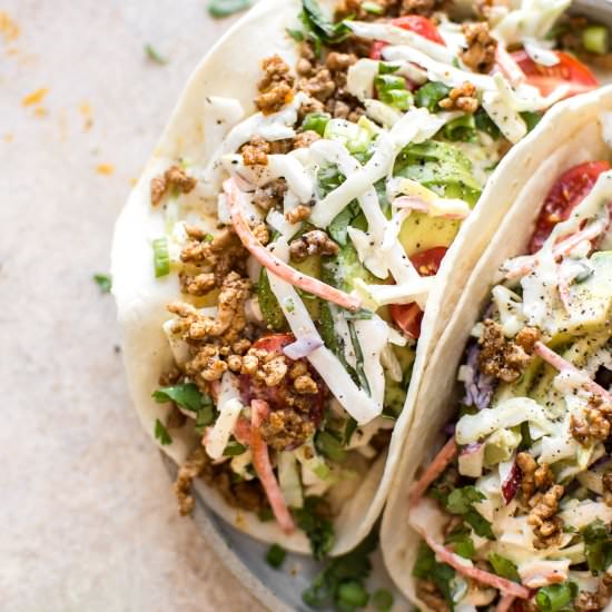 Ground Pork Tacos - Recipe photo by saltandlavender