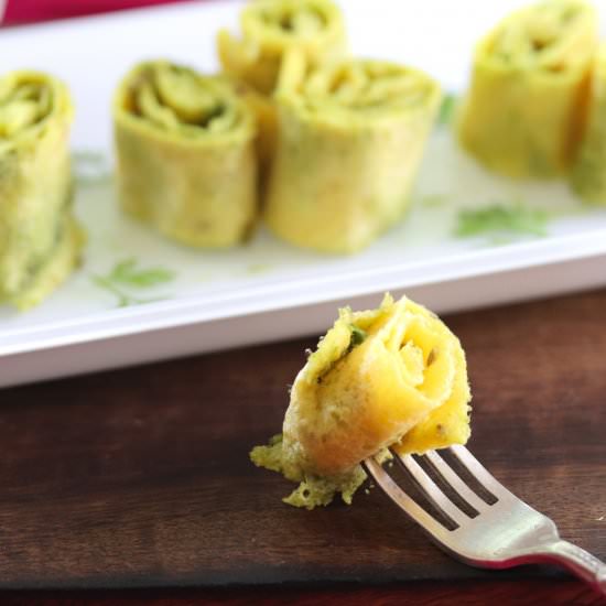 Moong Dal Cheela Pinwheels - Recipe photo by Masalachilli