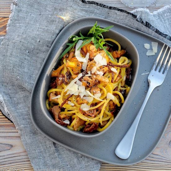 Spaghetti with chanterelles - Recipe photo by bazyliaczywanilia