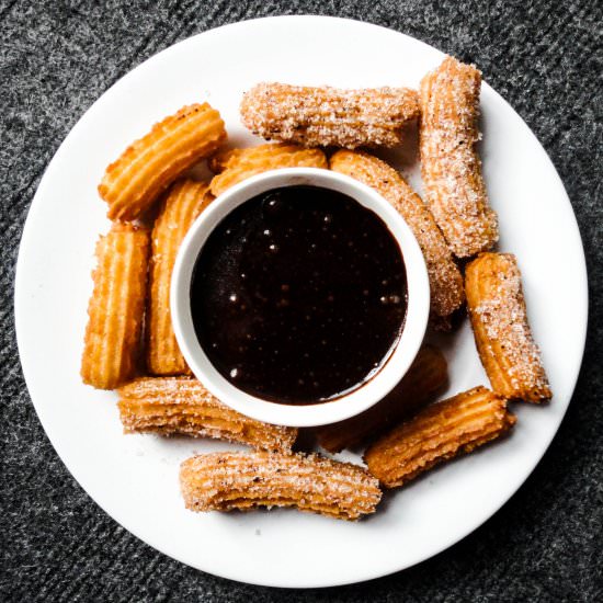 Churros with Chocolate Sau - Recipe photo by spatulainmypocket