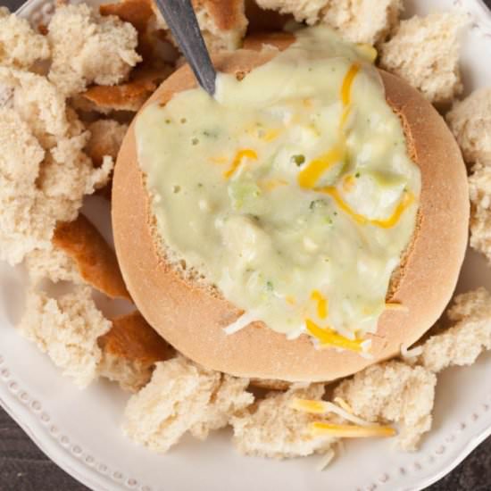 Skinny Potato Broccoli Cheddar Soup - Recipe photo by Home Baked Joy