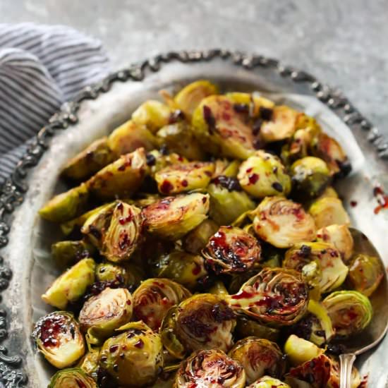 Pomegranate Glazed Brussels Sprouts - Recipe photo by PrimaveraKitchen